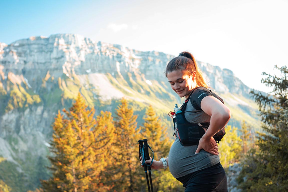 Pregnant woman hiking