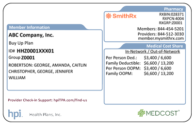 Medical/Pharmacy ID Card Sample Front